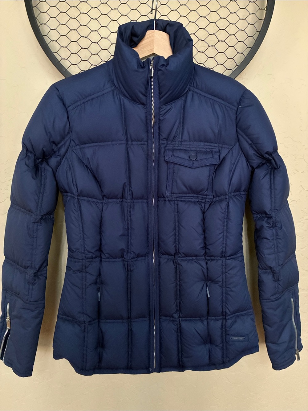 Athleta Navy Quilted Down-Style Jacket